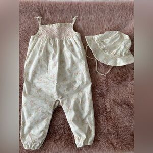 Polo Ralph Lauren- Baby Girl's Cotton Batiste Overalls & Bucket Hat Set